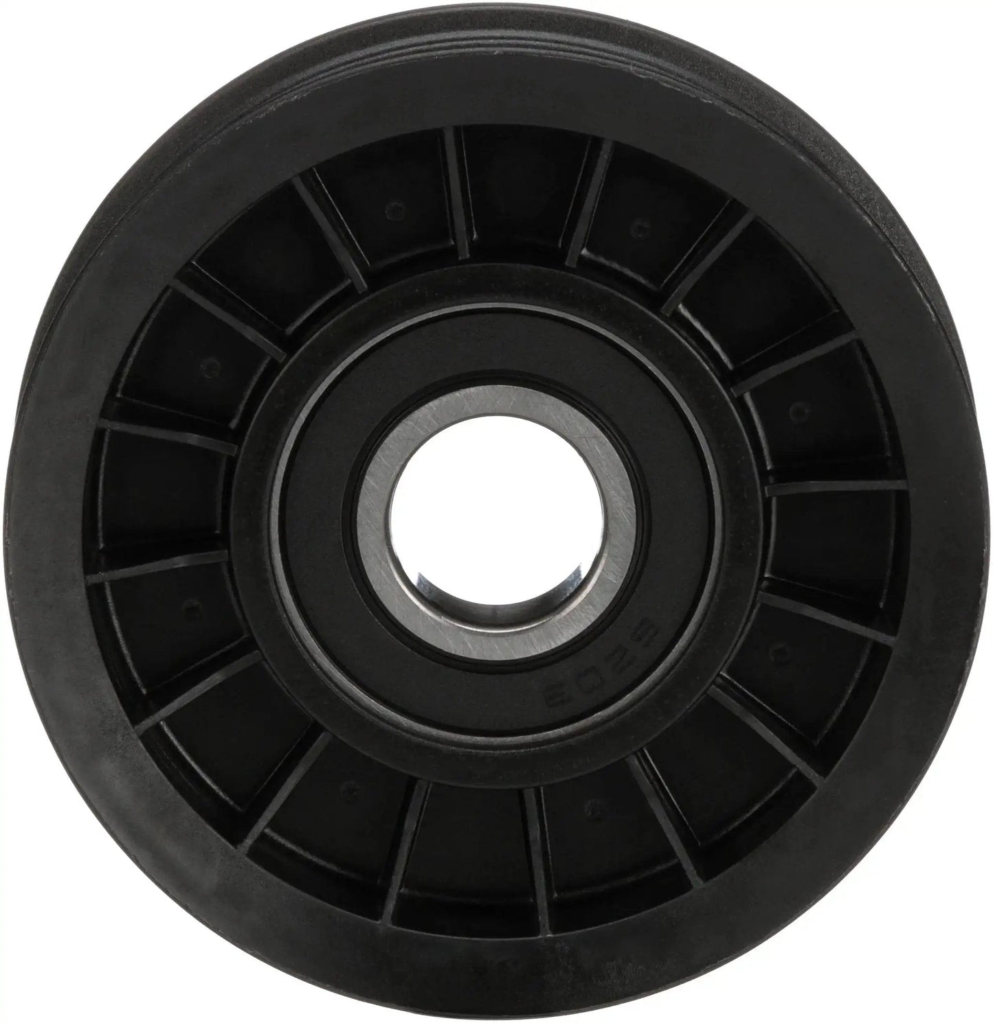 Front view of Beefy Belt Drive Idler And Tensioner Pulley For Cars Trucks And SUVs With Steel And Thermoplastic Construction Built To Last Dirt And Salt Resistant OE Quality Fit For Virtually Every Domestic Vehicle Universal Compatibility By DriveAlign