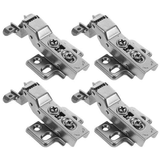 4 Pack Black Hydraulic Aluminum Frame Cabinet Hinges With No Slam Soft Close For Glass Doors And European Concealed Corner Cabinets In Kitchen And Wardrobe Smooth Silent Stainless Steel Hardware, showing front view of four hinges.