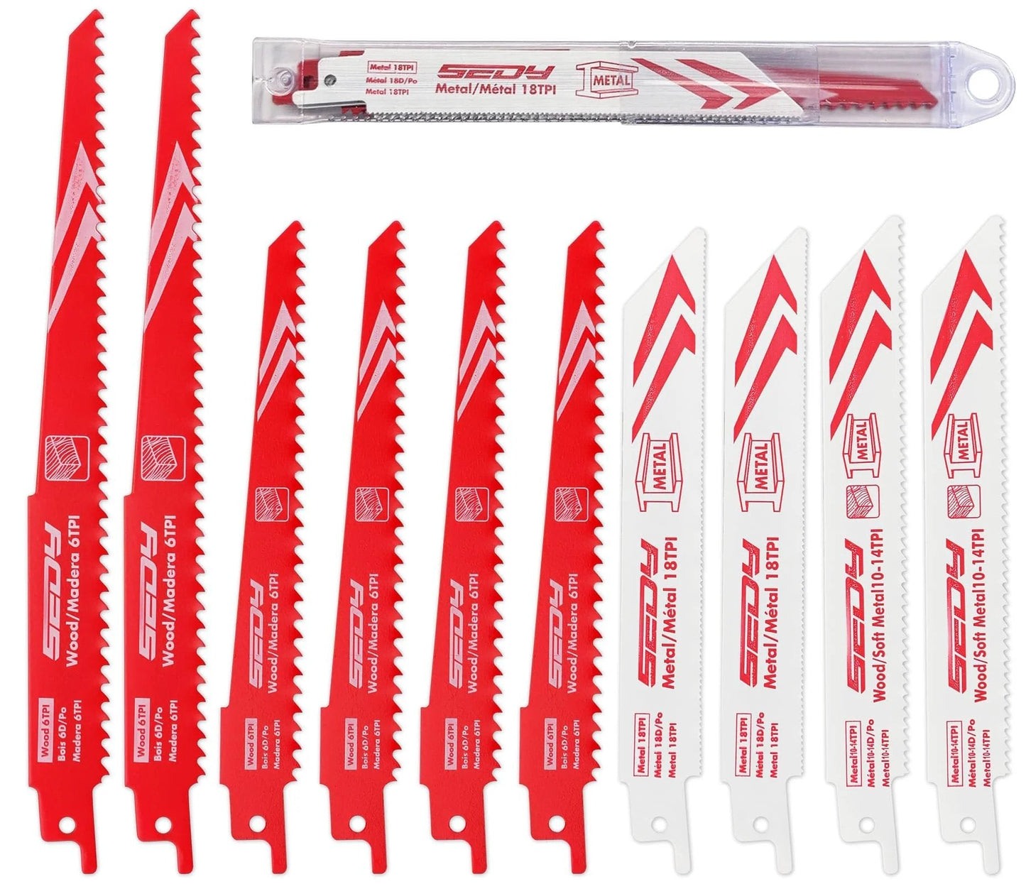 10 Piece Ultimate Reciprocating Saw Blade Set For Wood And Metal Premium 6 And 8 Inch Bi Metal Blades With Storage Box Durable Chromium Vanadium Steel Construction For Tough Cuts And Pruner Saw Blades Kit