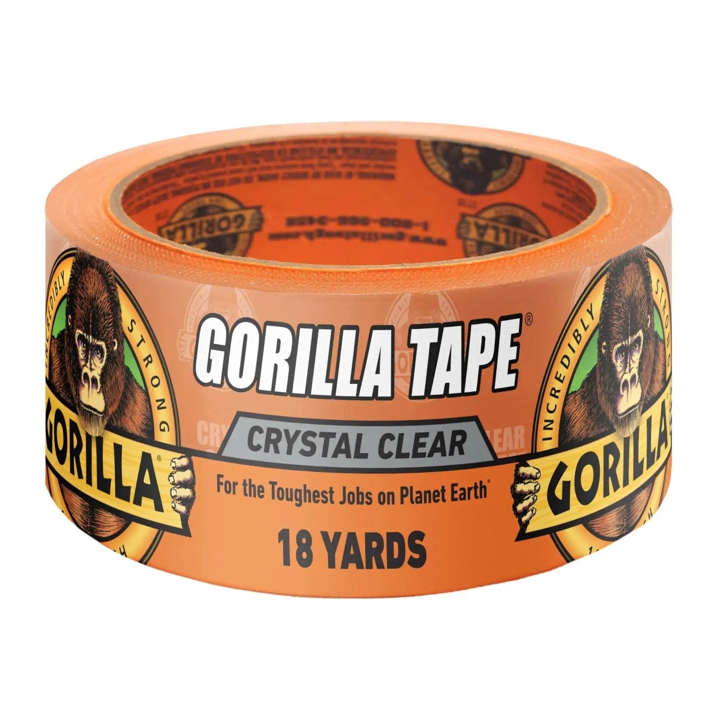 Crystal Clear Tape 1.88 Inch By 18 Yard Weather Resistant Indoor Outdoor, packaging showing brand name and length