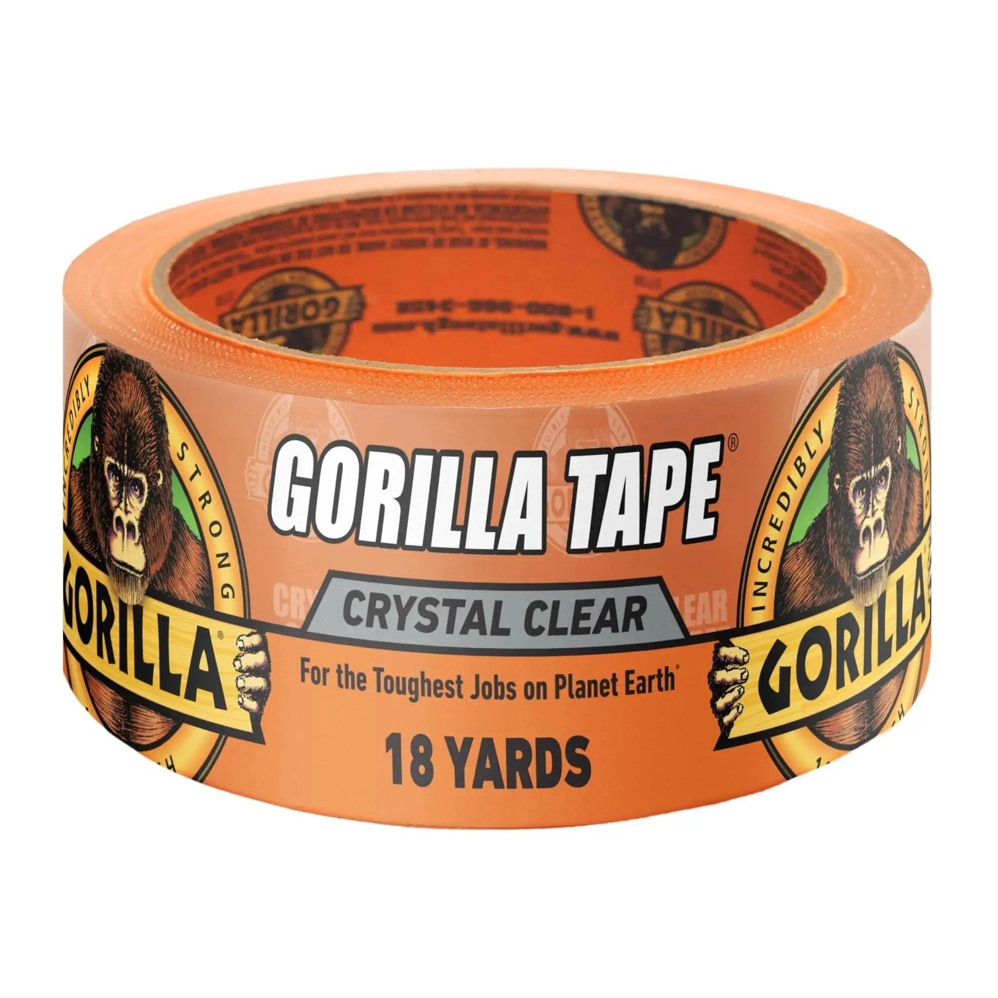 Crystal Clear Tape 1.88 Inch By 18 Yard Weather Resistant Indoor Outdoor, packaging showing brand name and length