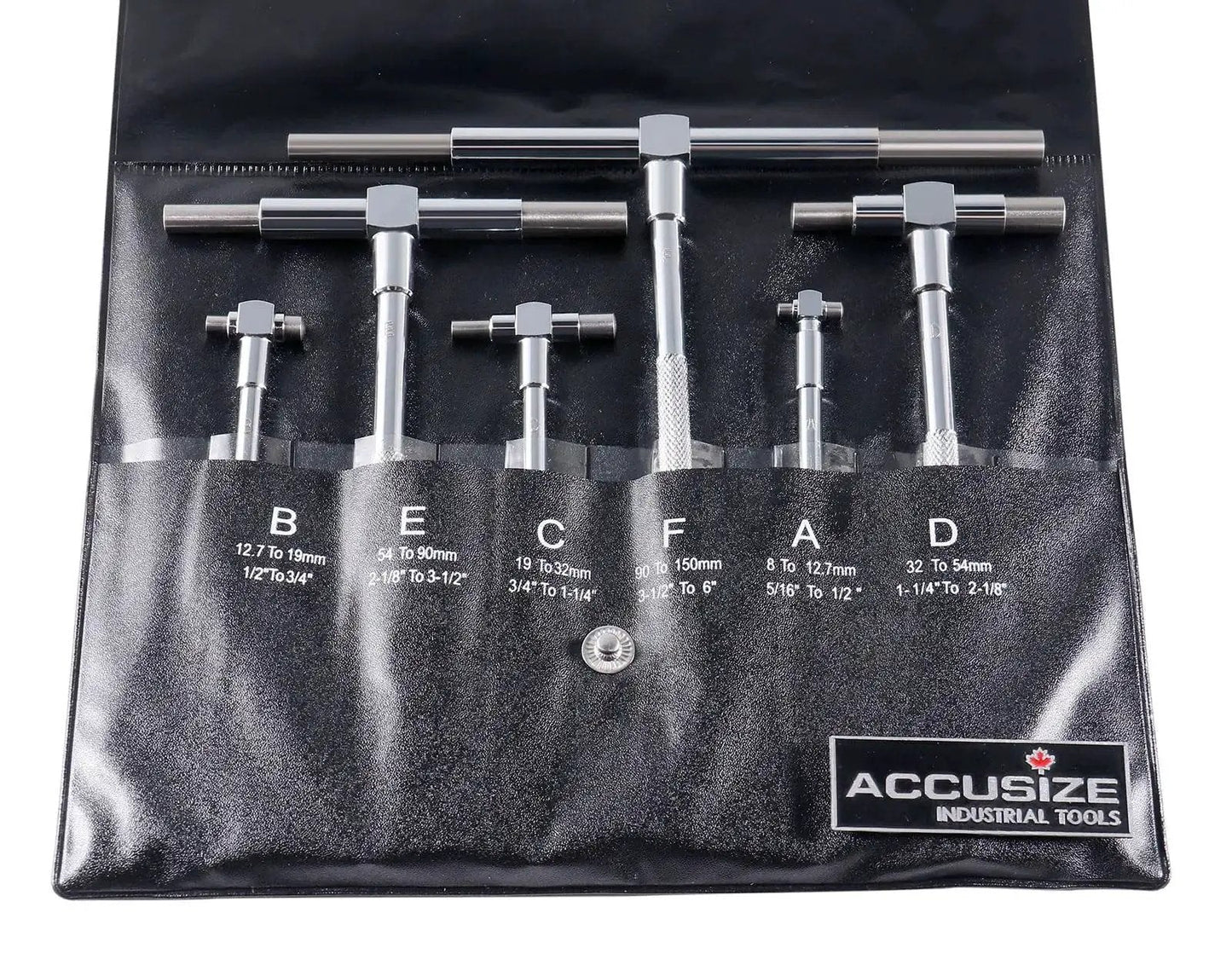Telescoping Gage Set Five Sixteenths To Six Inches Six Piece With Hardened Contact Points And Self Centering System In Rustproof Steel