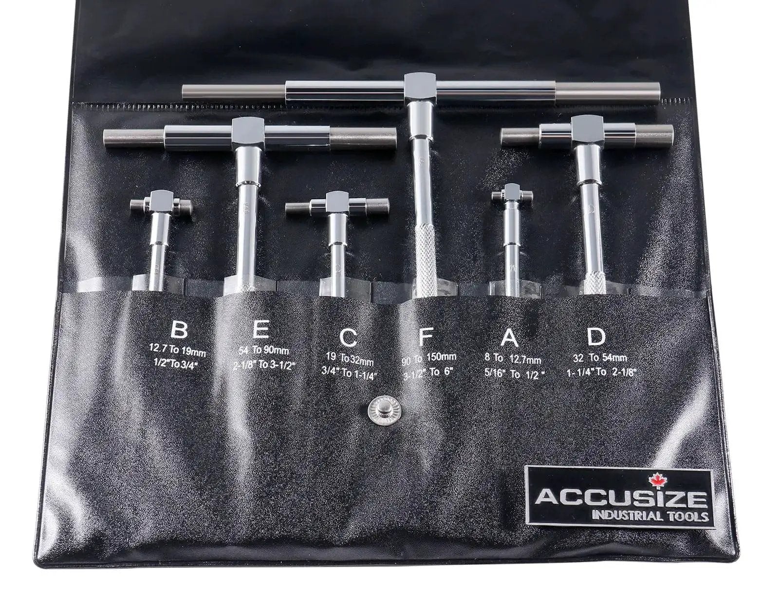 Telescoping Gage Set Five Sixteenths To Six Inches Six Piece With Hardened Contact Points And Self Centering System In Rustproof Steel