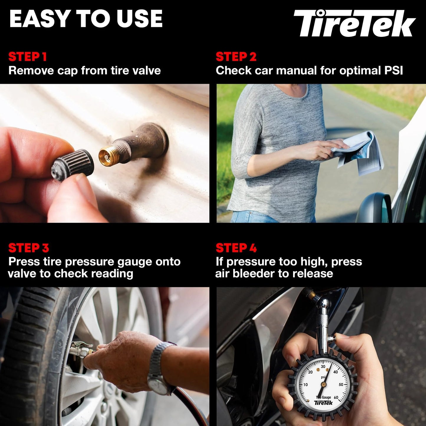 Instructions for using Tire Pressure Gauge for Cars ANSI Certified Pro Grade Premium Air Pressure Gauge for Tires