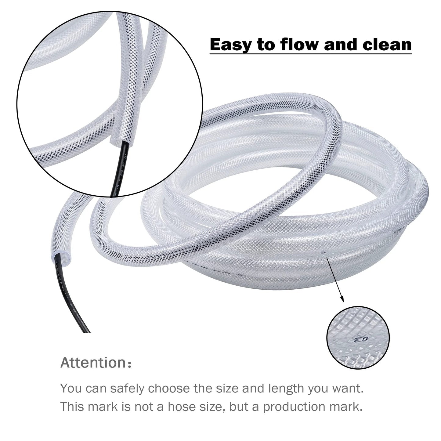 Heavy Duty Braided Clear PVC Tubing By DAVCO 1 Inch ID 25 Ft With Stainless Clamps High Pressure Flexible Reinforced Plastic Hose Non Toxic BPA Free For Water Air Fuel Transfer