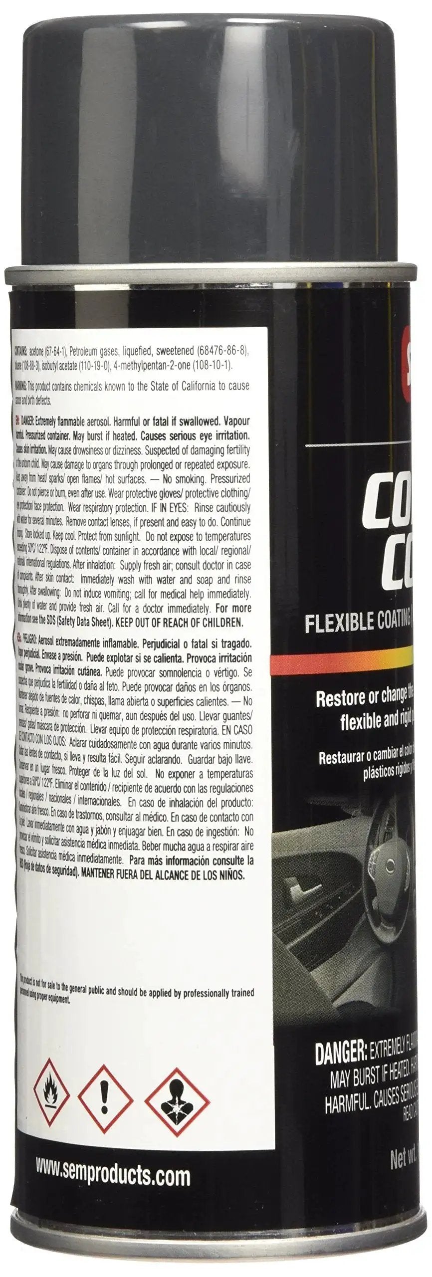 Side view of Graphite Color Coat For Automotive Finishes 12 Fl Oz High Gloss Durable Shine can with product details visible.