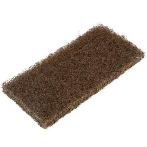 Brown Scrub Pad 6X9 Inch Heavy Duty Scouring Pad With Abrasive Fibers For Wax And Finish Removal Conforms To Uneven Surfaces