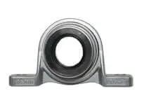 Front view of 30mm Extra Narrow Eccentric Collar Pillow Block Bearing with Open Cover, UP006C Unit, M10 Bolt, Eccentric Locking