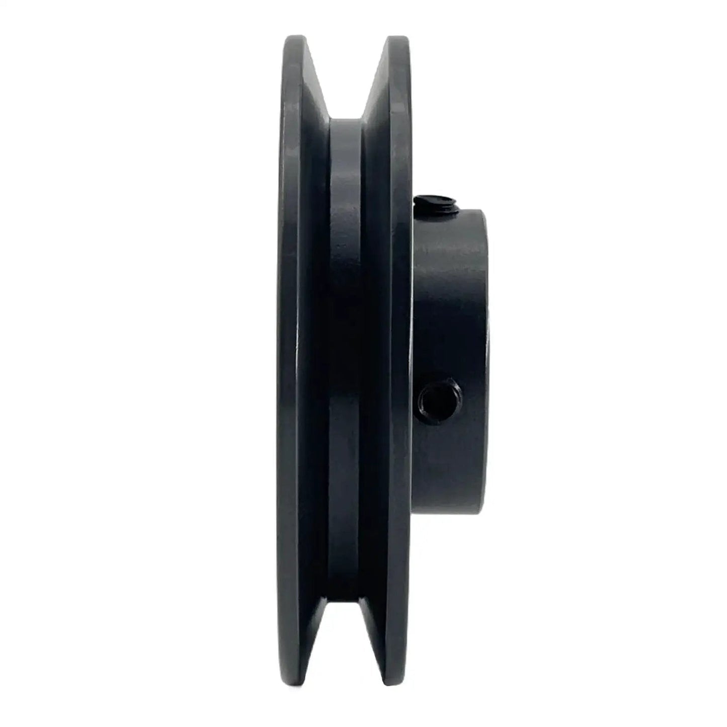 Side view of 7/8 Inch Bore V Belt Pulley With 3.95 Inch Outside Diameter One Groove Cast Iron Sheave For A AX 3L 4L V Belts.