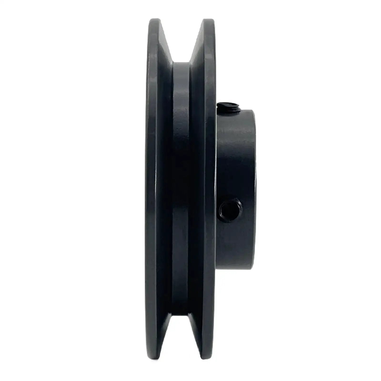 Side view of 7/8 Inch Bore V Belt Pulley With 3.95 Inch Outside Diameter One Groove Cast Iron Sheave For A AX 3L 4L V Belts.