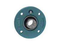 Front view of 20mm Narrow Piloted Flange Ball Bearing BME204 with Set Screw, Single Compact Flanged Unit for linear slide units and machinery systems.