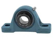 45mm Narrow-Bore Eccentric-Collar Low-Base Pillow Block Bearing for Shaft Mount with 2-Bolt Cast Iron Housing, front view