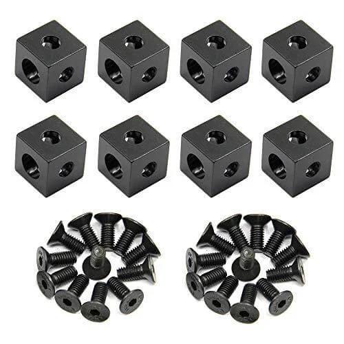 8PCS Black Corner Bracket Cube (20x20x20mm) for 6mm Slot Aluminum Extrusion Profile 2020 Series (Cube Corner-8PCS)