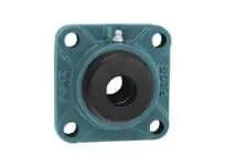 Front view of UCF205C 25mm set-screw 4-bolt flange housing with open cover, single pillow block unit stainless steel mount