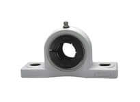 35mm I.D. Accu-Loc White Pillow Block Housing, 2-Bolt Polymer Bearing Unit with Ball Bearing, Concentric Collar Locking, Contact Seal and Relubrication, Single Piece for Industrial Machinery