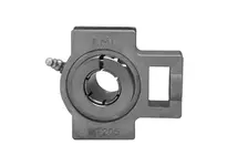 Front view of UEMST207-23MZ20RF 1-7/16 in Kanigen Accu-Loc RF stainless slot take-up single row ball bearing with cast iron housing.
