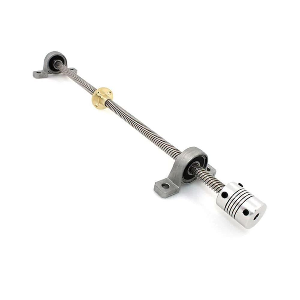 ✝️ 8mm t8 200mm lead screw nut set with 7.87in lead screw, vertical pillow bearing block, copper nut, and flexible shaft coupler for 3D printer.