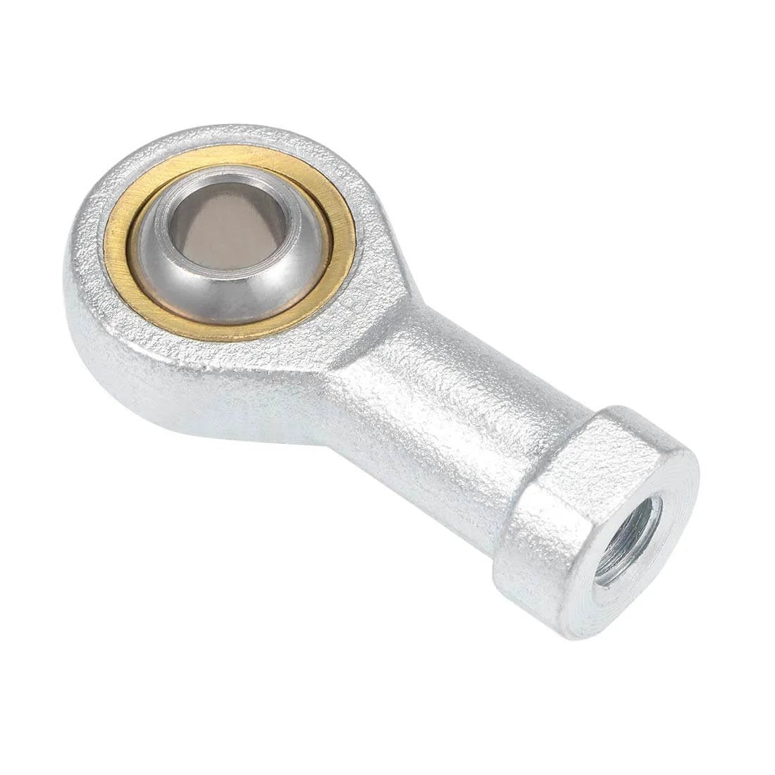 8mm rod end bearing with M8x1.25 female right hand thread, SI8T/K spherical rod end ball joint in carbon steel housing, close-up