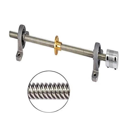 8mm t8 200mm lead screw nut set, includes 200mm/7.87in lead screw & vertical pillow bearing block & copper nut & flexible shaft coupler