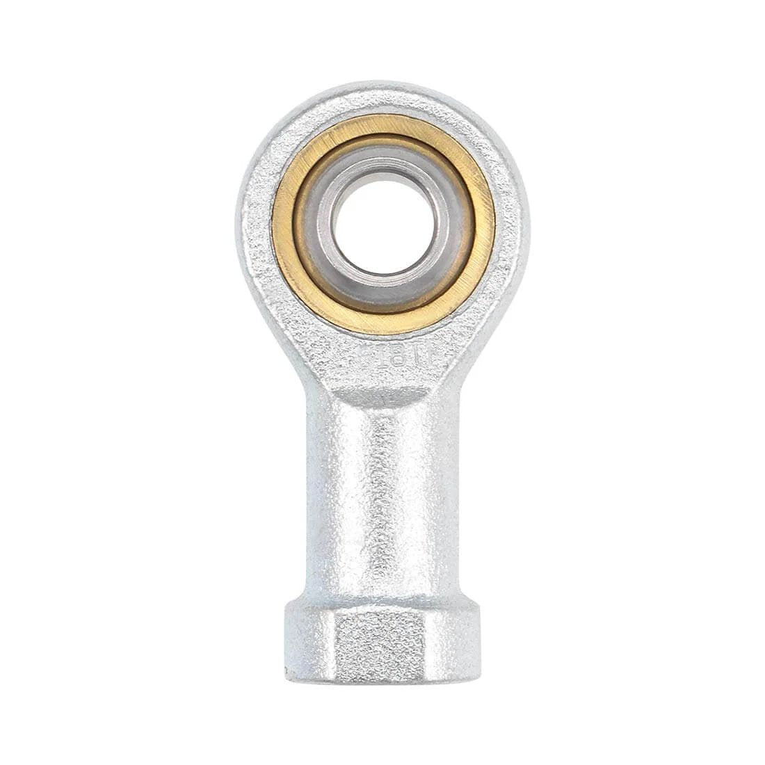 8mm rod end bearing with M8x1.25 female right hand thread, SI8T/K spherical rod end ball joint, carbon steel, front view