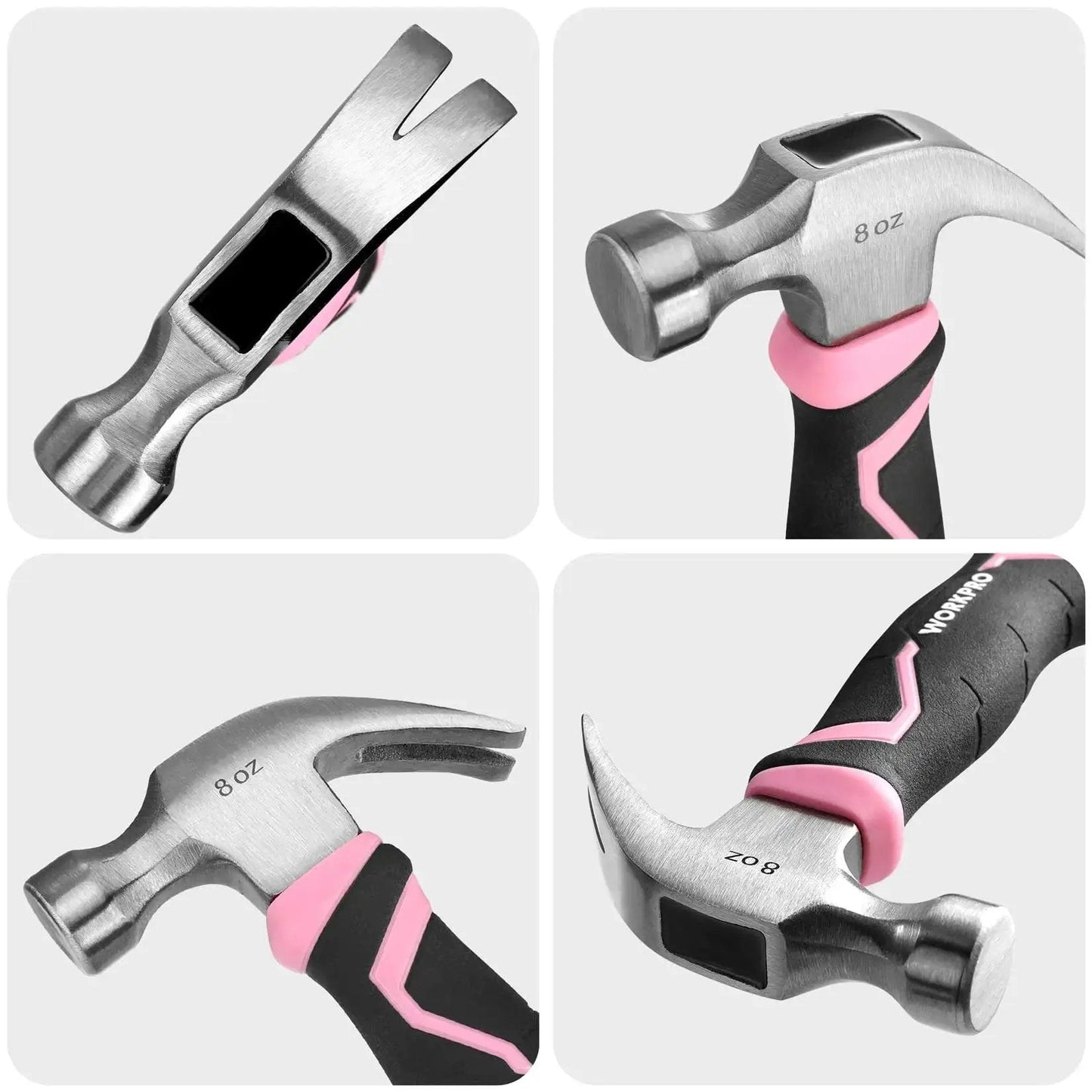 8 Oz Claw Hammer With Fiberglass Handle For Easy DIY Projects, Forged Hardened Steel Head For Precise Nailing, Lightweight