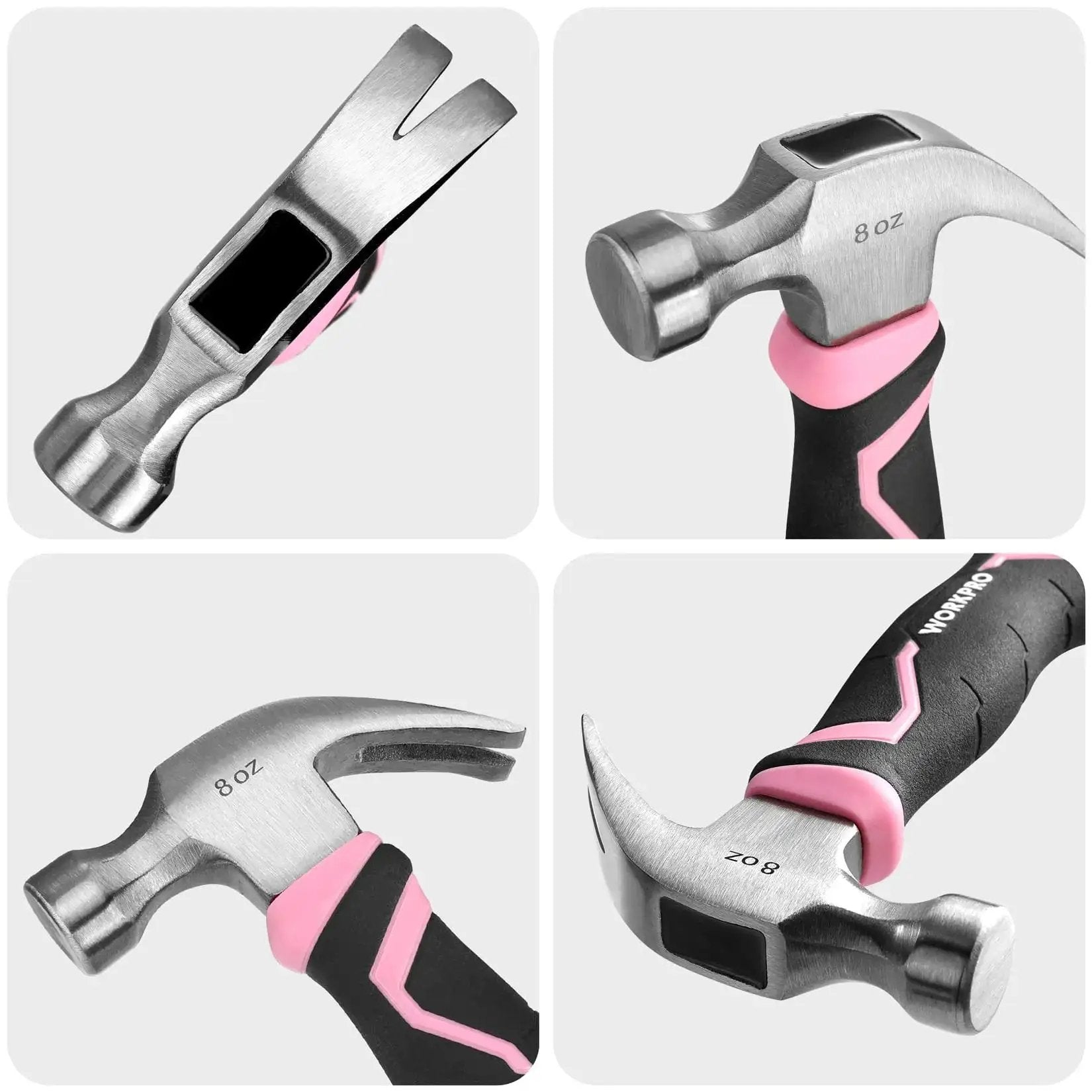 8 Oz Claw Hammer With Fiberglass Handle For Easy DIY Projects, Forged Hardened Steel Head For Precise Nailing, Lightweight