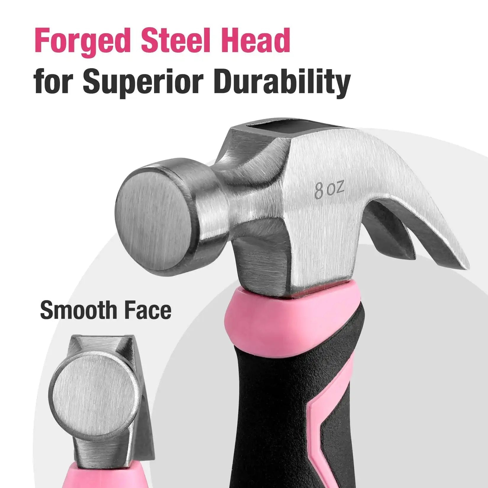 8 Oz Claw Hammer With Fiberglass Handle For Easy DIY Projects, Forged Hardened Steel Head For Precise Nailing, Lightweight Yet Durable