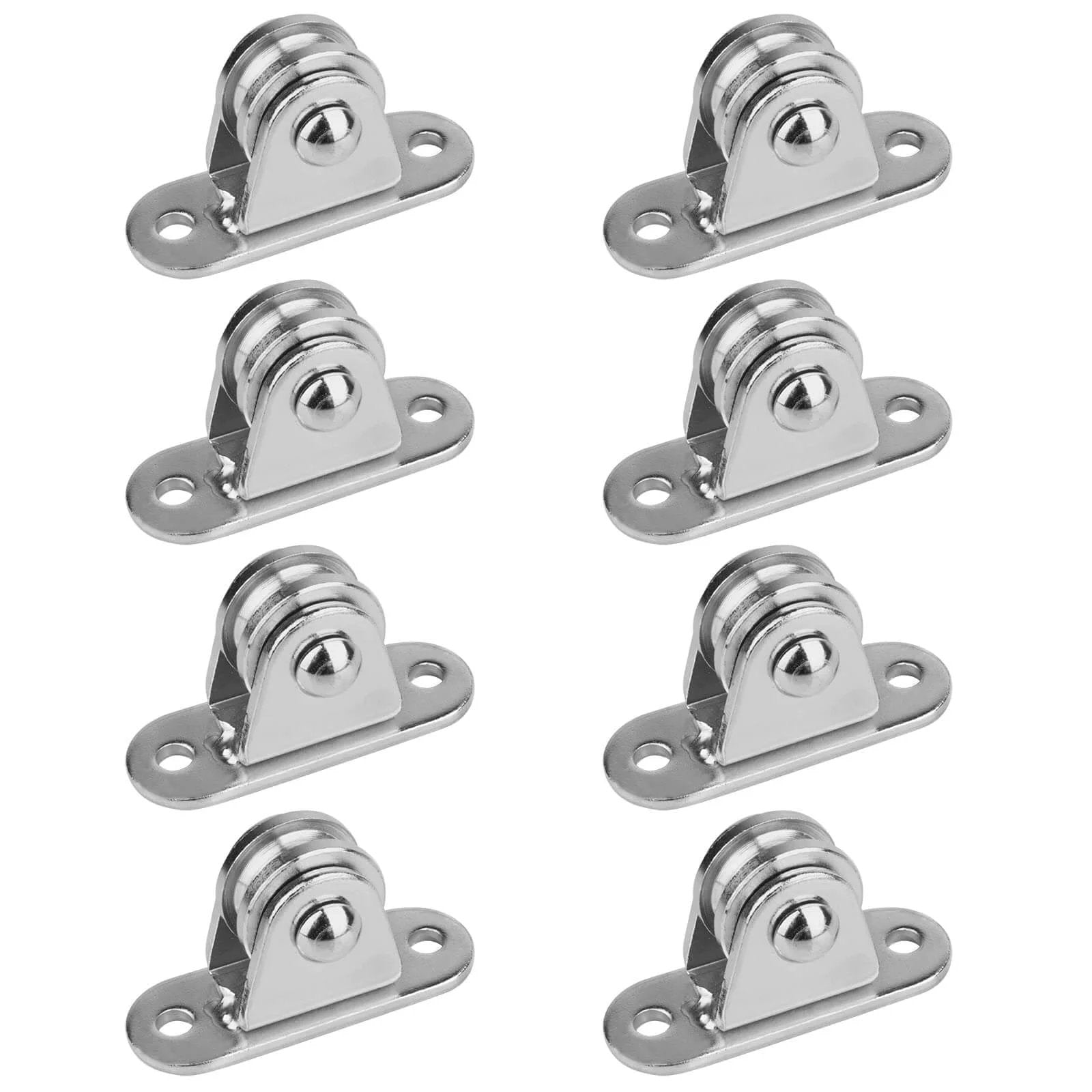 8 Pcs 1" Small Pulley Block,Silent Pulley Wheel for 1/8" Cord,Max Load 176 lb, chrome-plated carbon steel in triangular frame