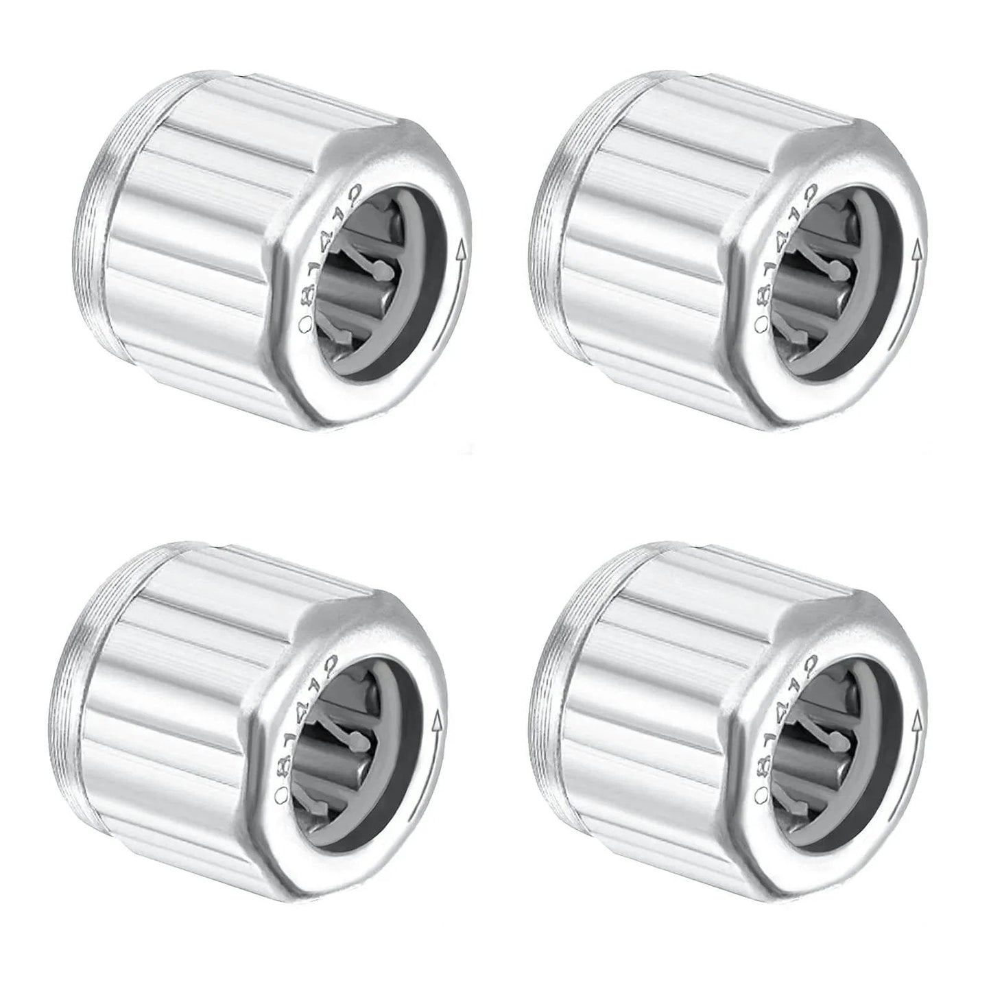 Four Pack Needle Roller Bearings One Way Bearing 8mm Bore 14mm OD 12mm Width ST14 Steel Heavy Duty displayed in grid