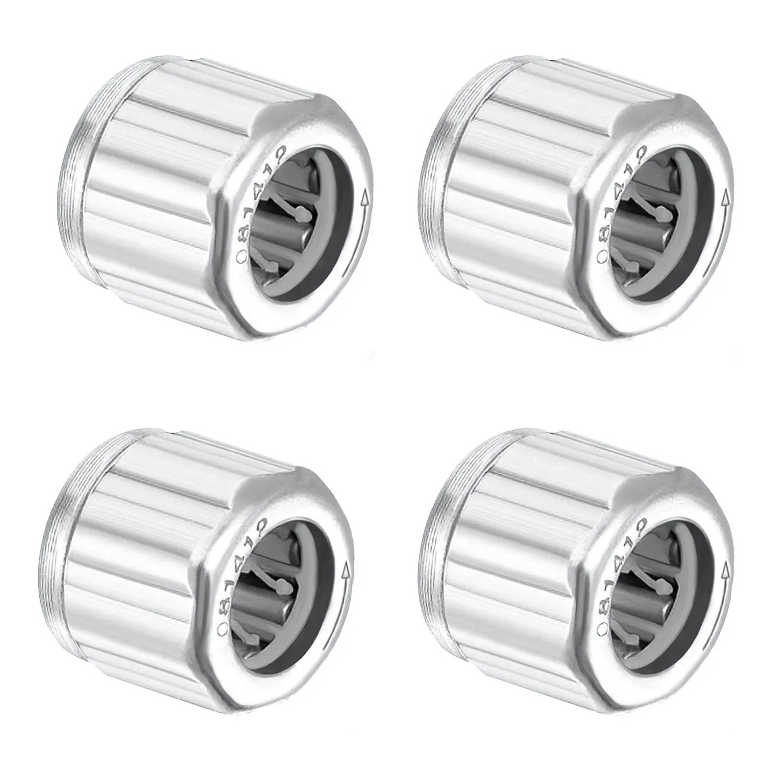 Four Pack Needle Roller Bearings One Way Bearing 8mm Bore 14mm OD 12mm Width ST14 Steel Heavy Duty displayed in grid
