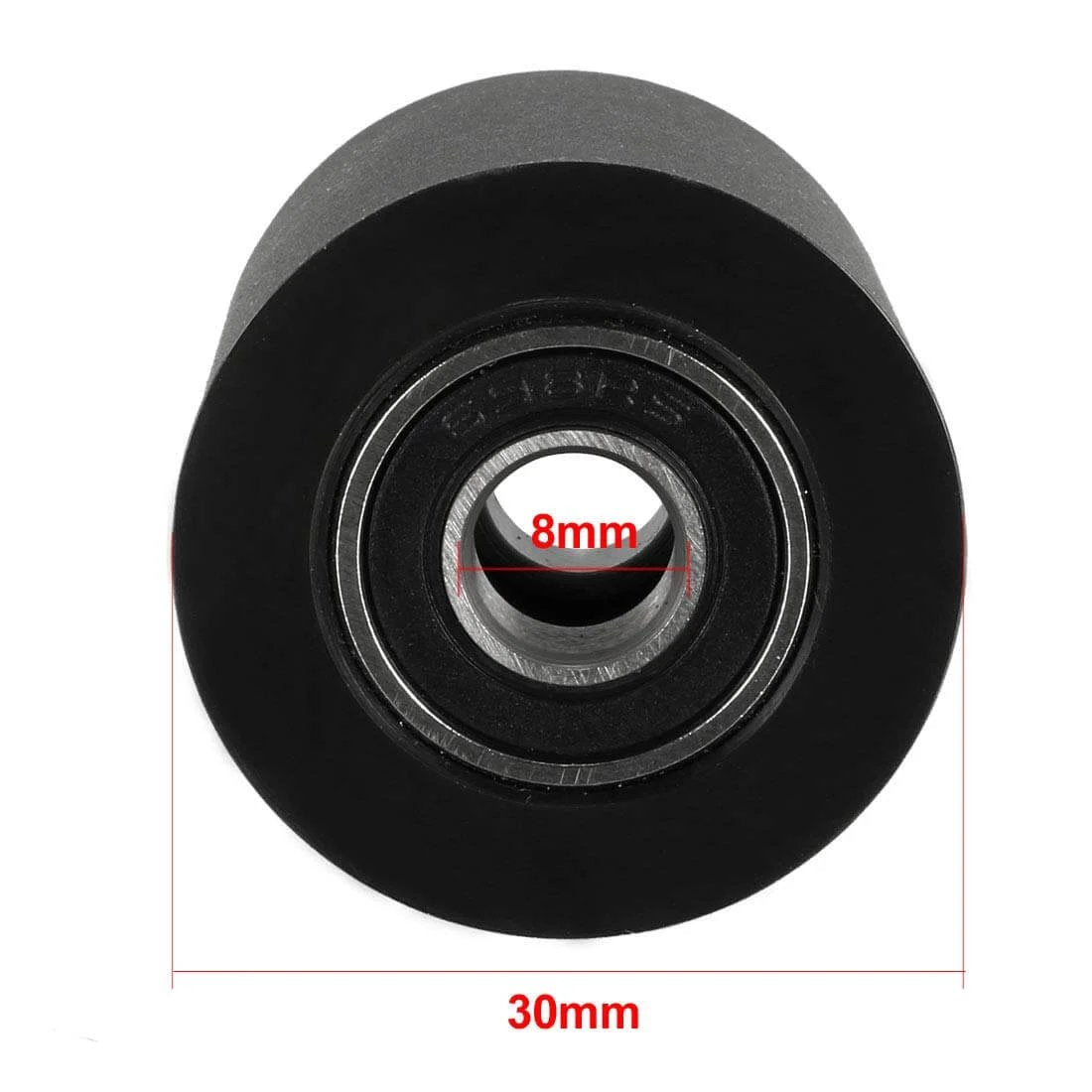 Front view of ✝️ 2pcs 8x30x20mm Roller Idler Bearing Pulley Sliding Conveyor Wheel Black for smooth motion and stable alignment