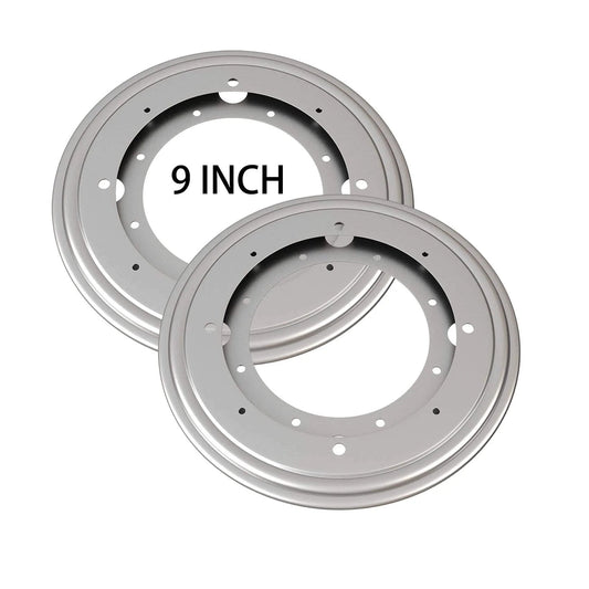 2 Pack 9 Inch Heavy Duty Lazy Susan Turntable Bearings, 5/16 Thick Galvanized Steel Swivel Plates with Smooth 360 Rotation, High Load Capacity, Pre Drilled Hardware for Tables, Shelves, Racks and Displays