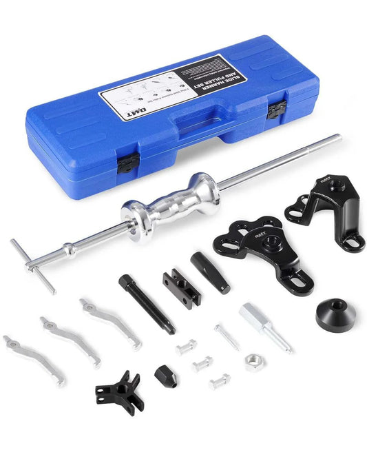9-Way Slide Hammer Puller Set with blue case, parts for front wheel hub bearing remover and rear wheel axle hub dent shaft puller tool kit