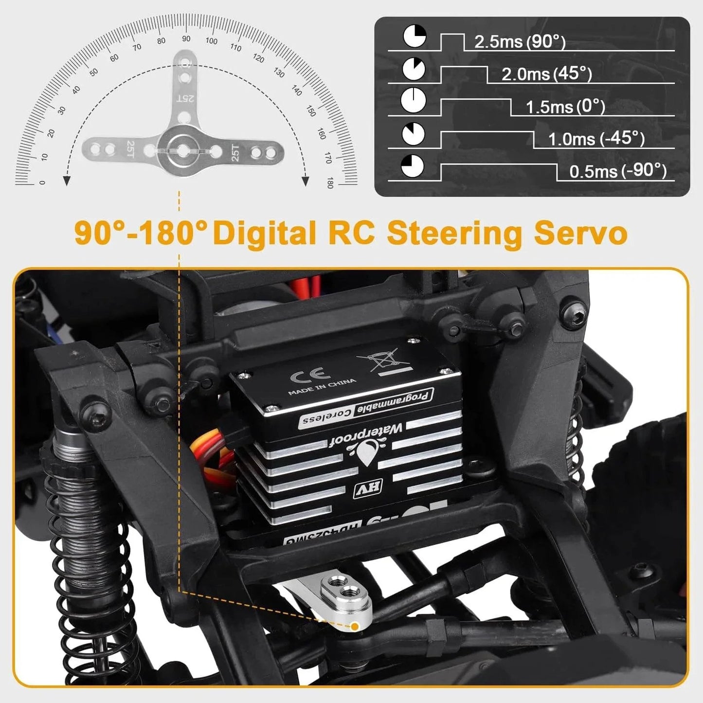 Waterproof RC Servo High Torque Coreless Motor Metal Gear Digital Servo Aluminum Case Parts in RC Crawler frame