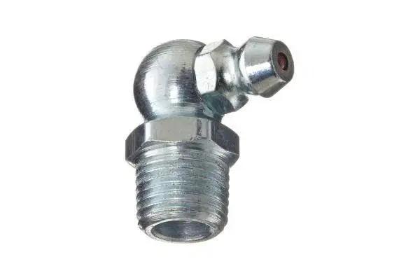 Close-up of 90-degree angle grease fitting from 80 Piece SAE Grease Fittings Set with Common 1/8 NPT and 1/4-28 Threads LockNLube Brand.