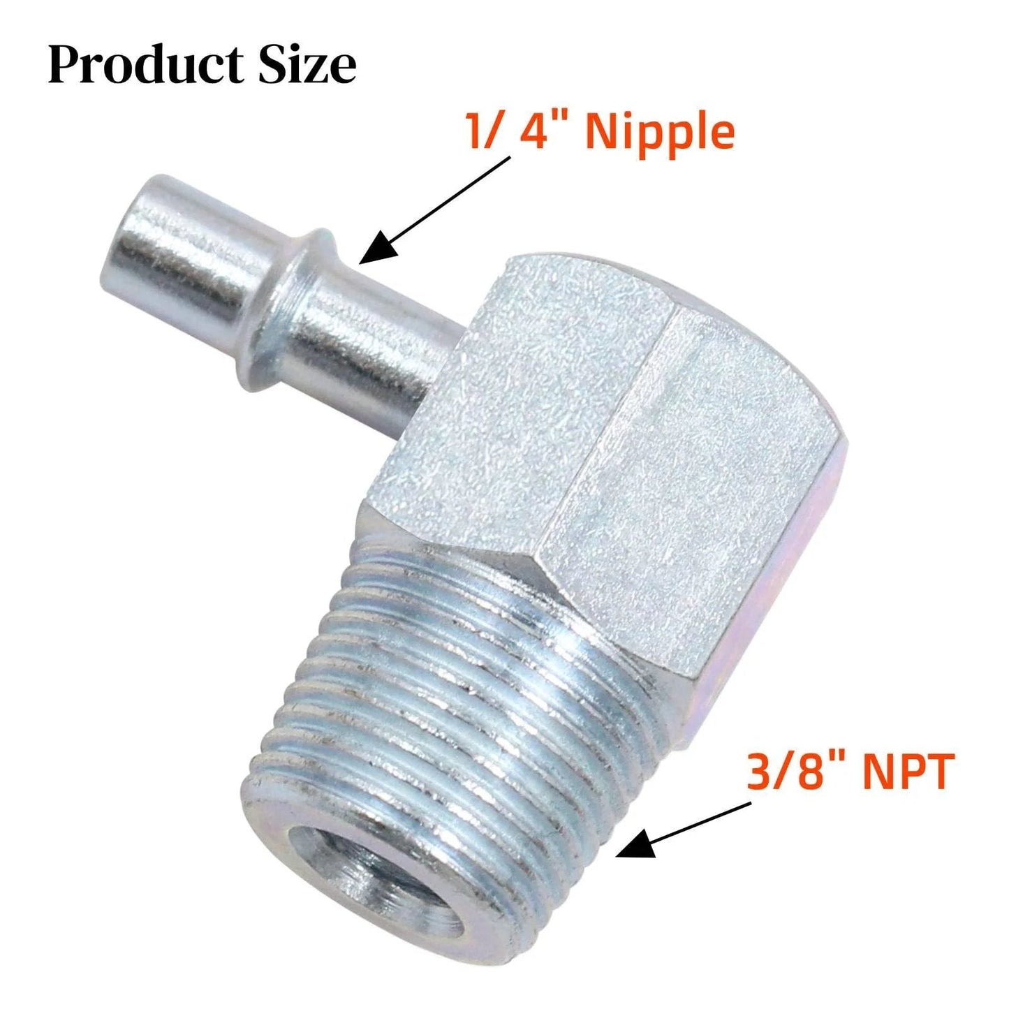 Universal 90 Degree Vacuum Fitting Three By Eight NPT To One By Four Nipple For Intake Manifold, aluminum alloy, 90-degree connector.
