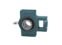Front view of UCNST210-30 Narrow Slot Take-Up Unit with Wide Inner Ring and Set-Screw Locking, 1-7/8 in I.D., Cast Iron Housing