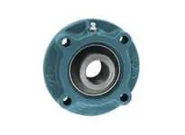 Front view of UCFCX14-44 2-3/4 in Piloted Flange Single Row Ball Bearing, Medium Duty Set-Screw Locking, Cast Iron Housing with Contact Seal.