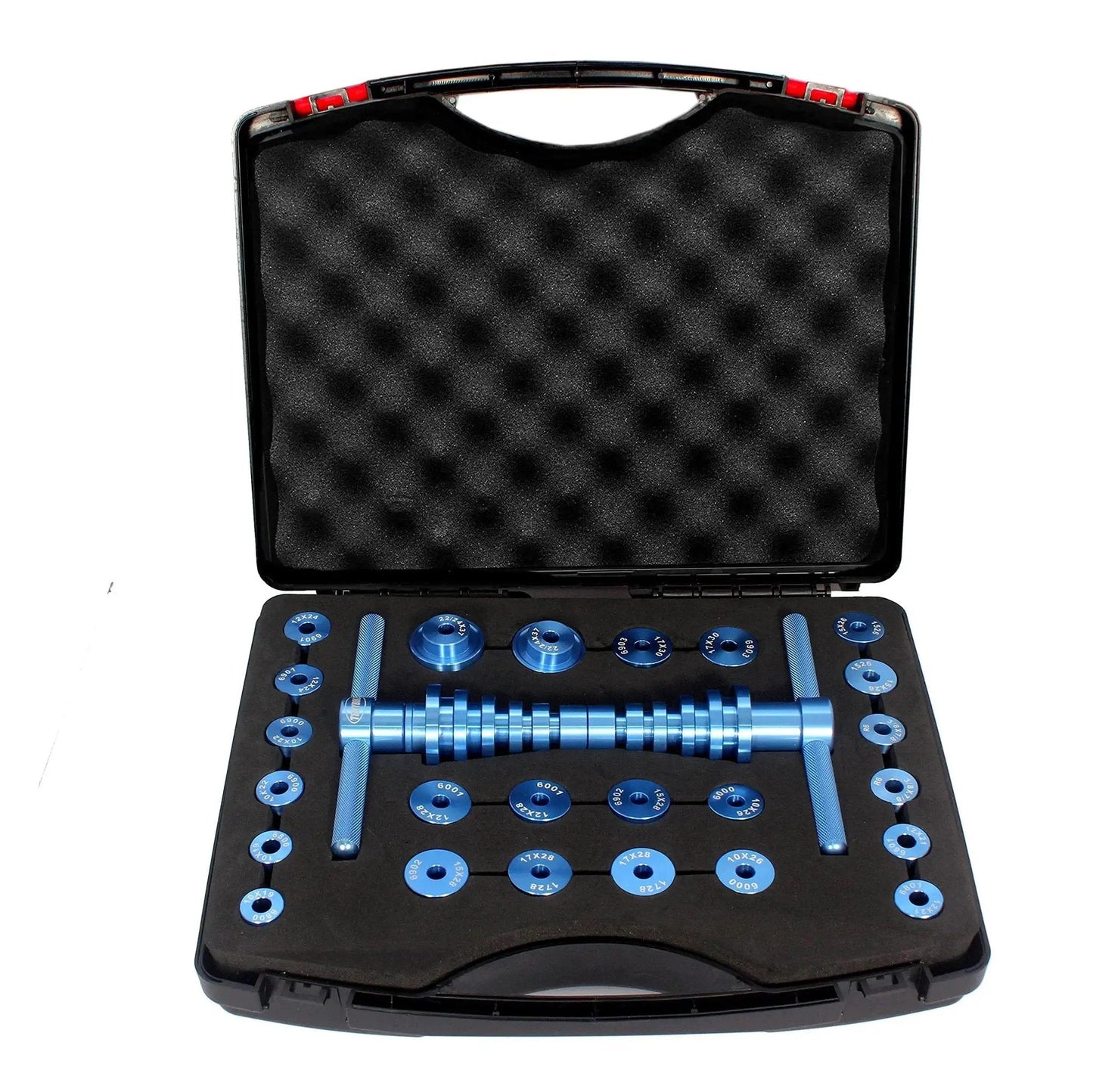 Aluminum Alloy Bicycle Bearing Press Set For Universal Wheel Hub Installation And Repair Kit in open case showing tools.