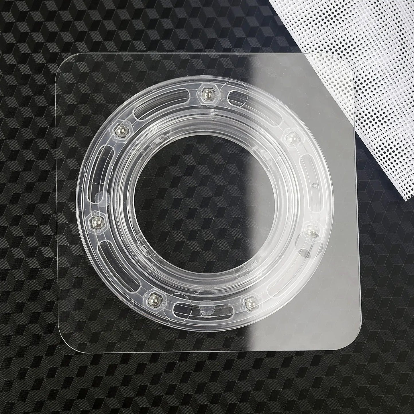 7 Inch Square Cookie Decorating Turntable With Clear Acrylic Bearing Base And Non Slip Mat for Smooth Icing