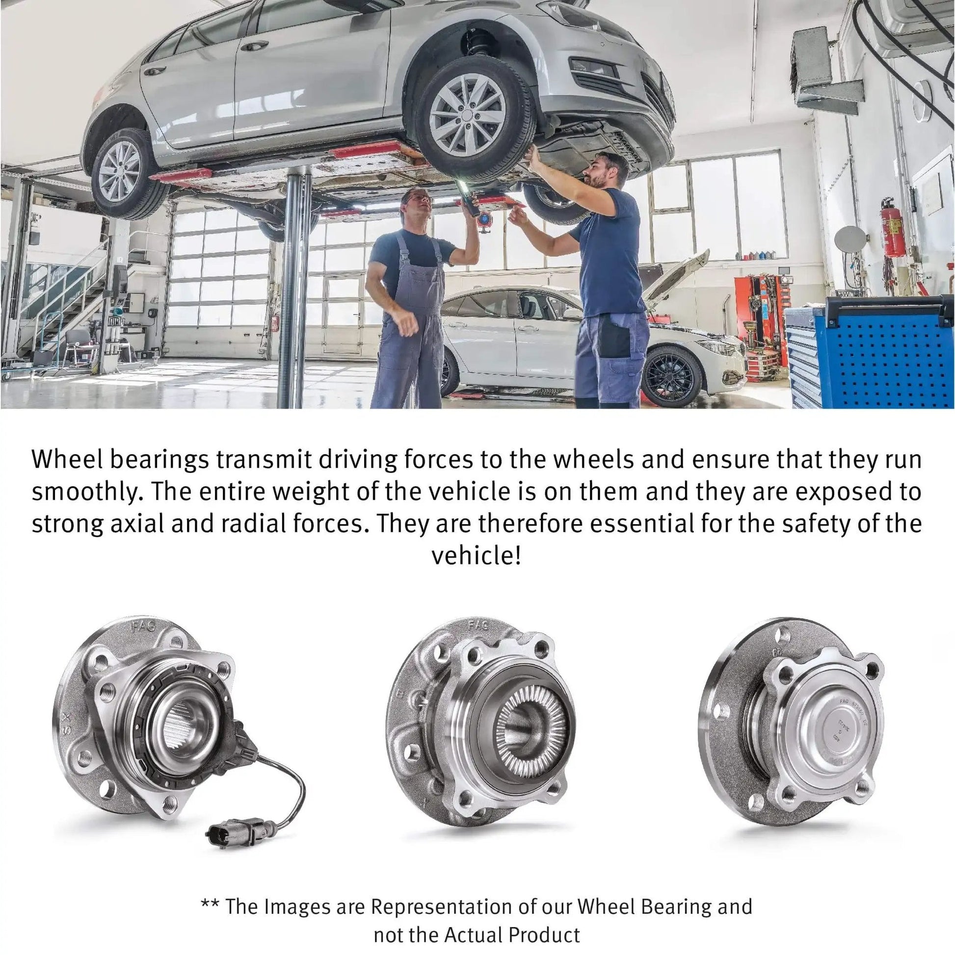 Single 102026 Hub Assembly Wheel Bearing Generation 3 in automotive workshop with mechanics and car lift