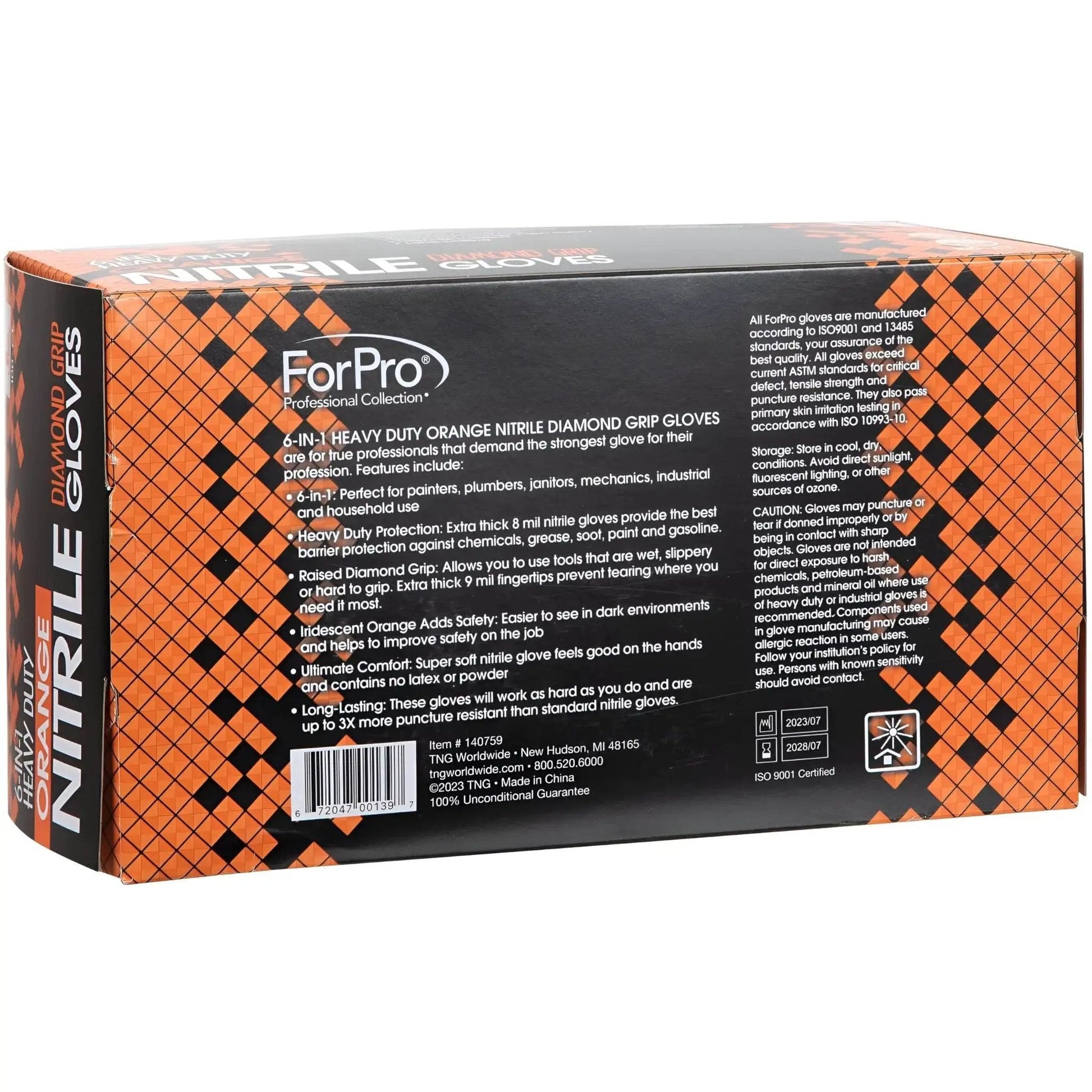 Box of Heavy Duty Nitrile Gloves 8 Mil Diamond Grip Latex Free Orange XXL 100 Count