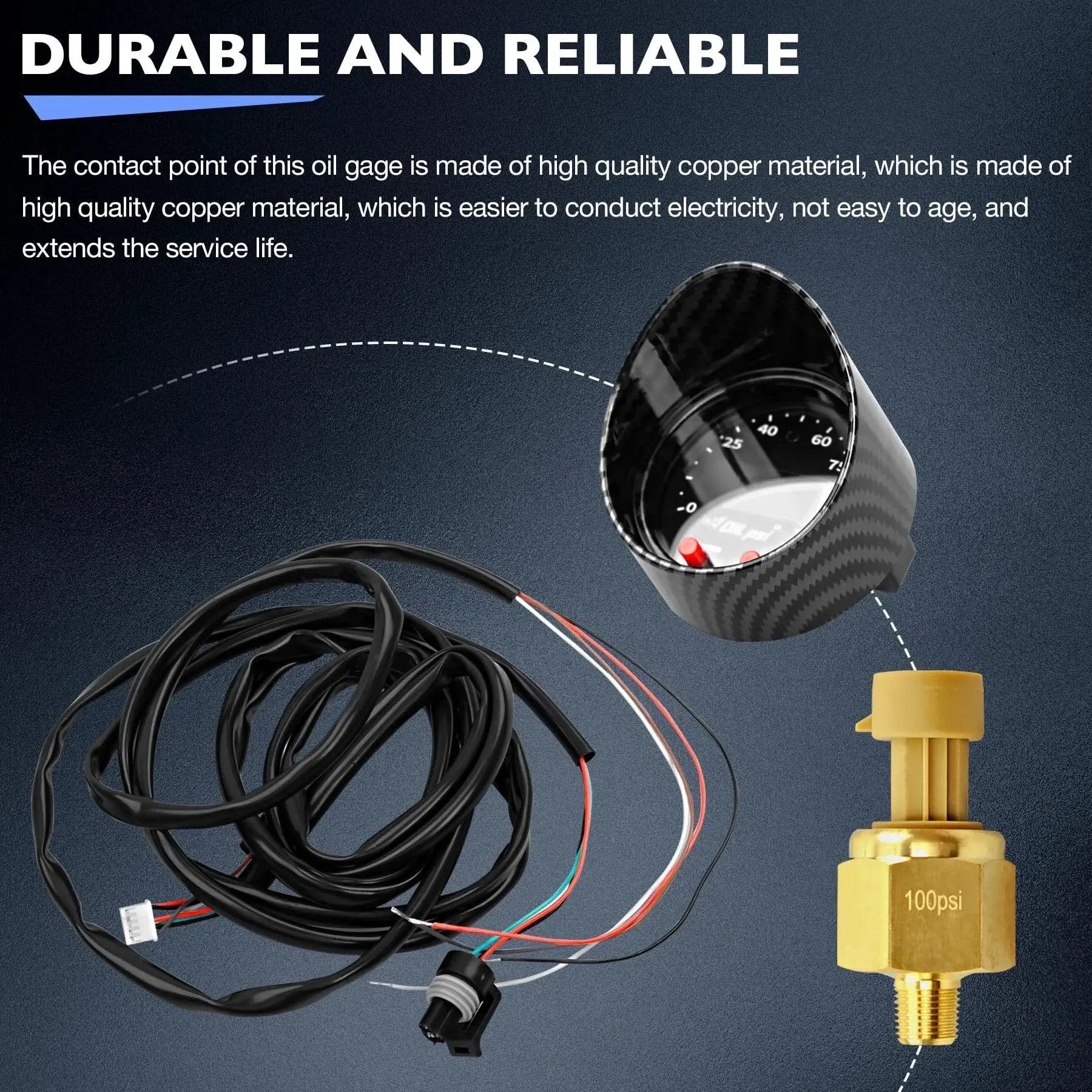 X Series 52mm 2-1/16 Inch Oil And Fuel Pressure Gauge Kit 0-100 Psi 7 Bar With Digital Display Black Bezel Faceplate Wiring Harness