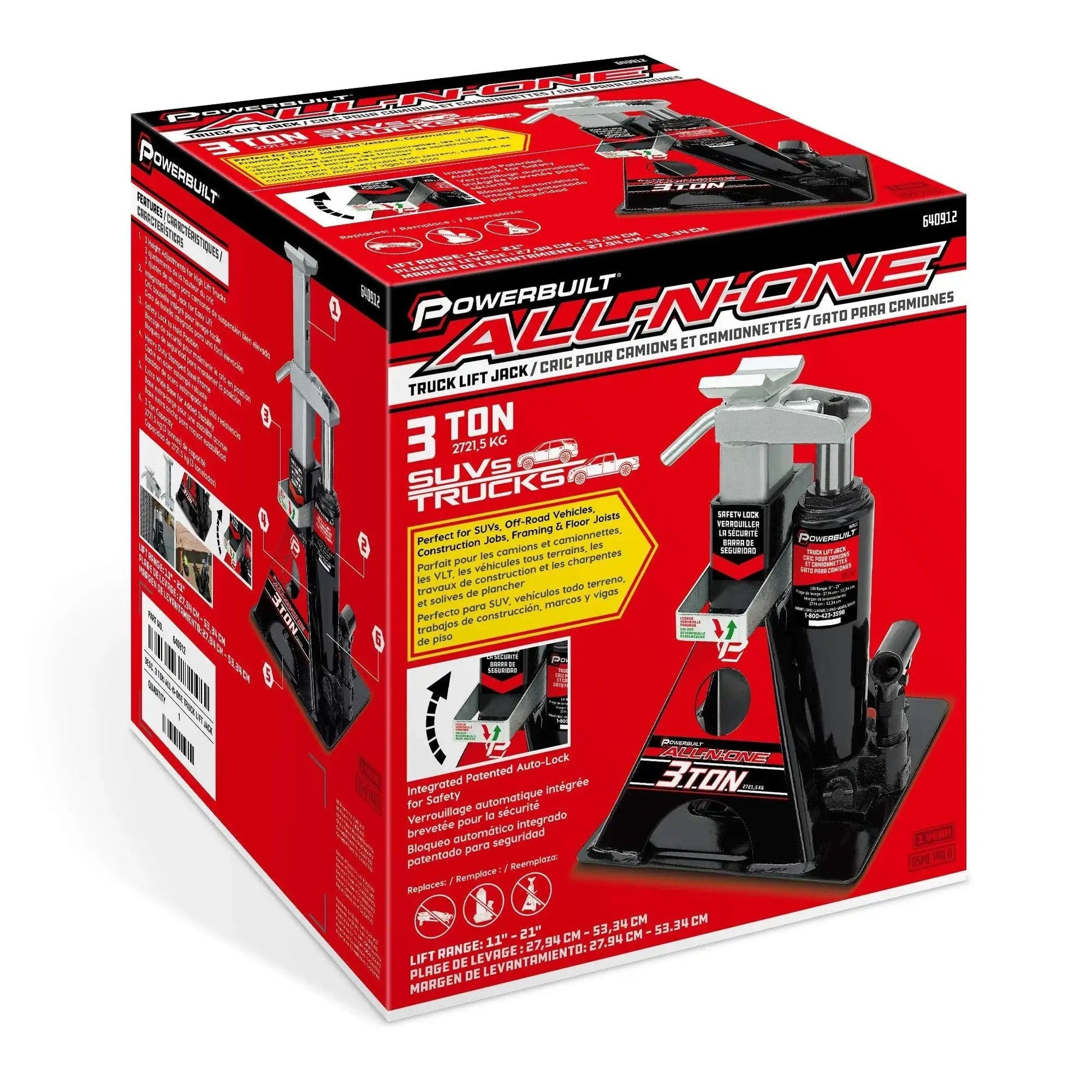 3 Ton All In One Hydraulic Bottle Jack And Jackstand With Ratcheting Safety Bar packaging