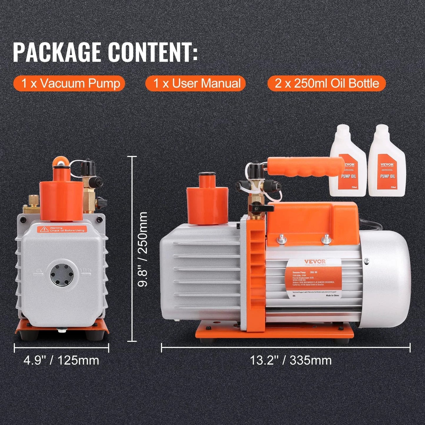 Beast 7 CFM Dual Stage HVAC Vacuum Pump For Fast HVAC Repairs And Refrigeration Maintenance With Oil Bottle By VEVOR