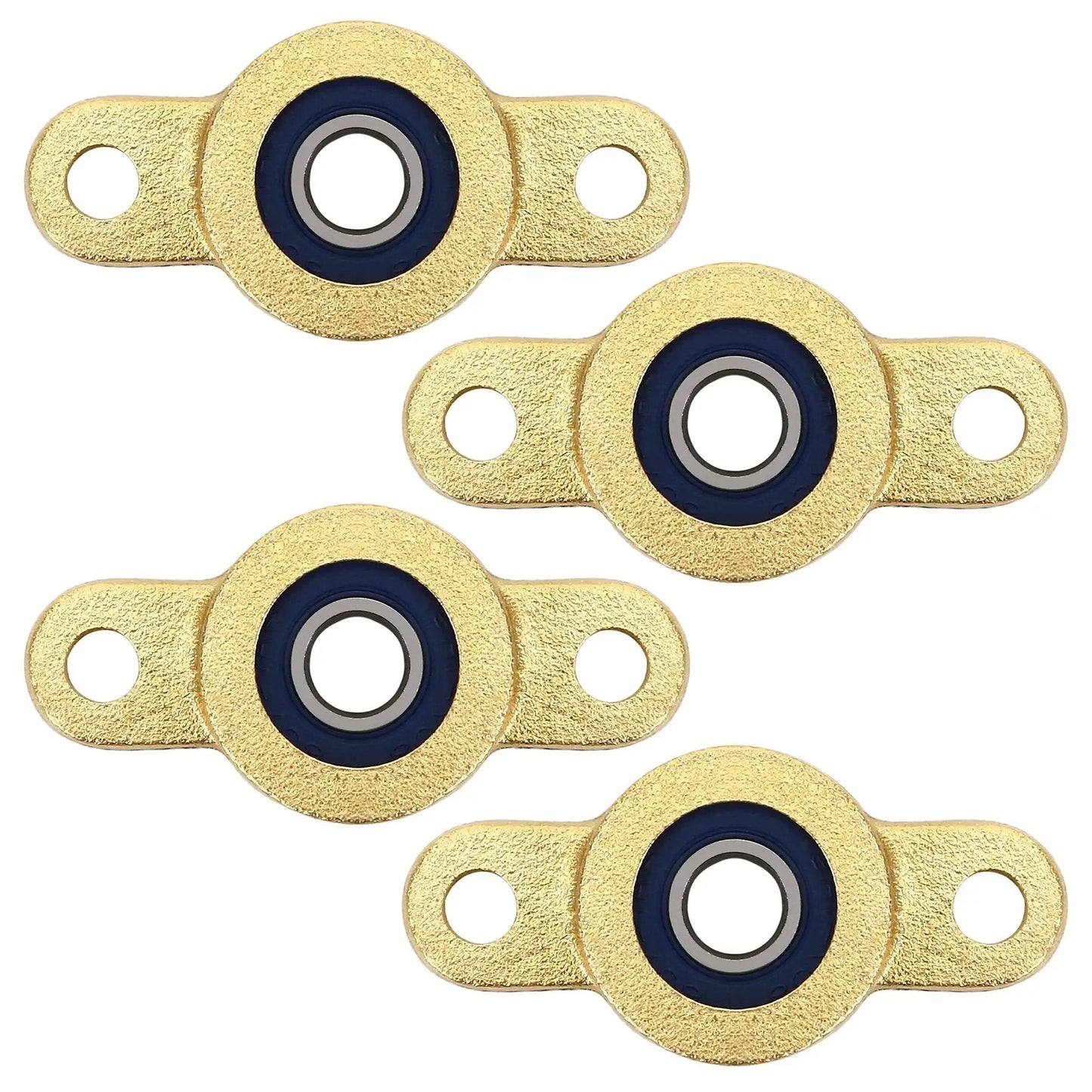 Four Pack Pillow Block Bearing for Six Millimeter Shaft With One Quarter Inch Bore and Two Bolt Flange Self Aligning Cast Iron Housing