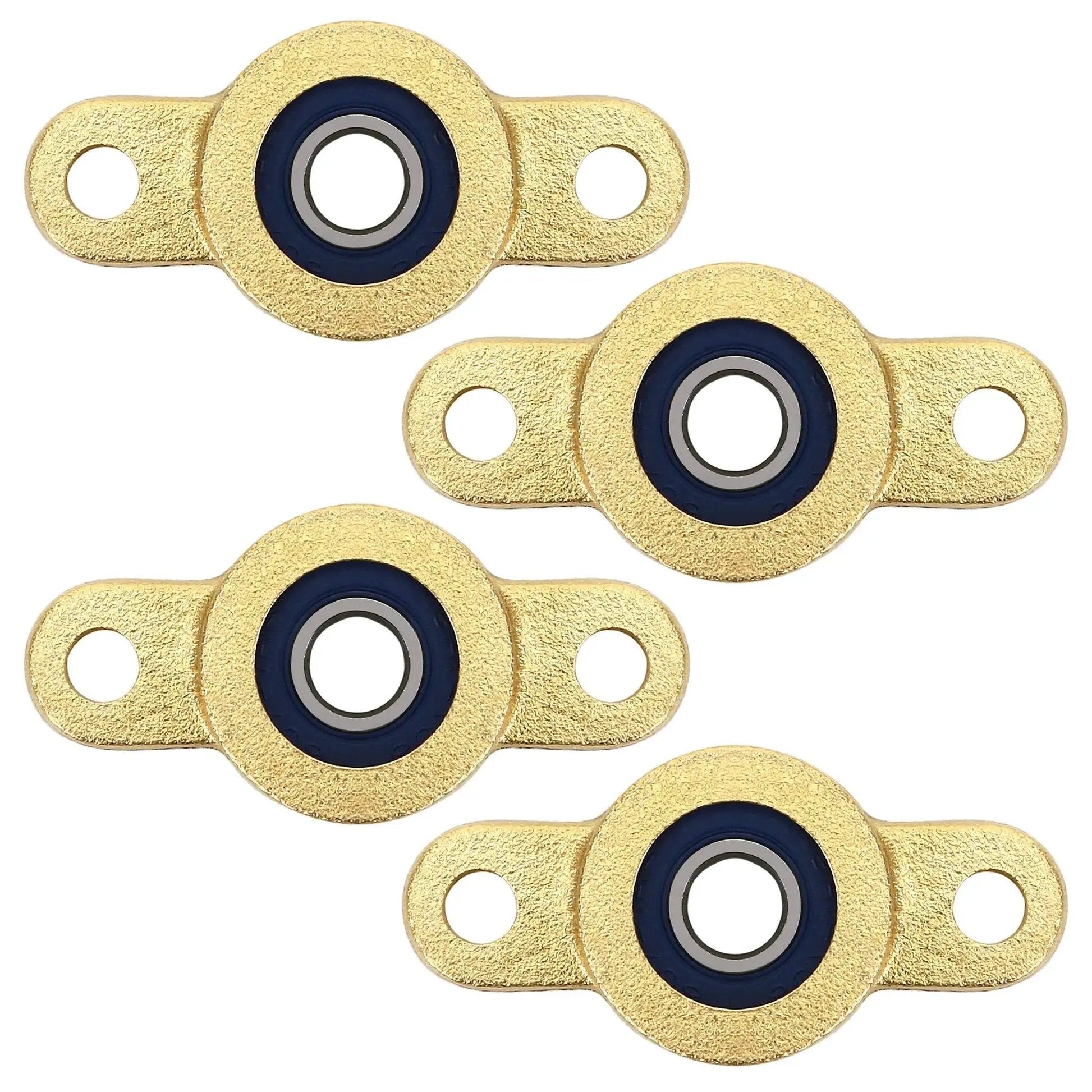 Four Pack Pillow Block Bearing for Six Millimeter Shaft With One Quarter Inch Bore and Two Bolt Flange Self Aligning Cast Iron Housing