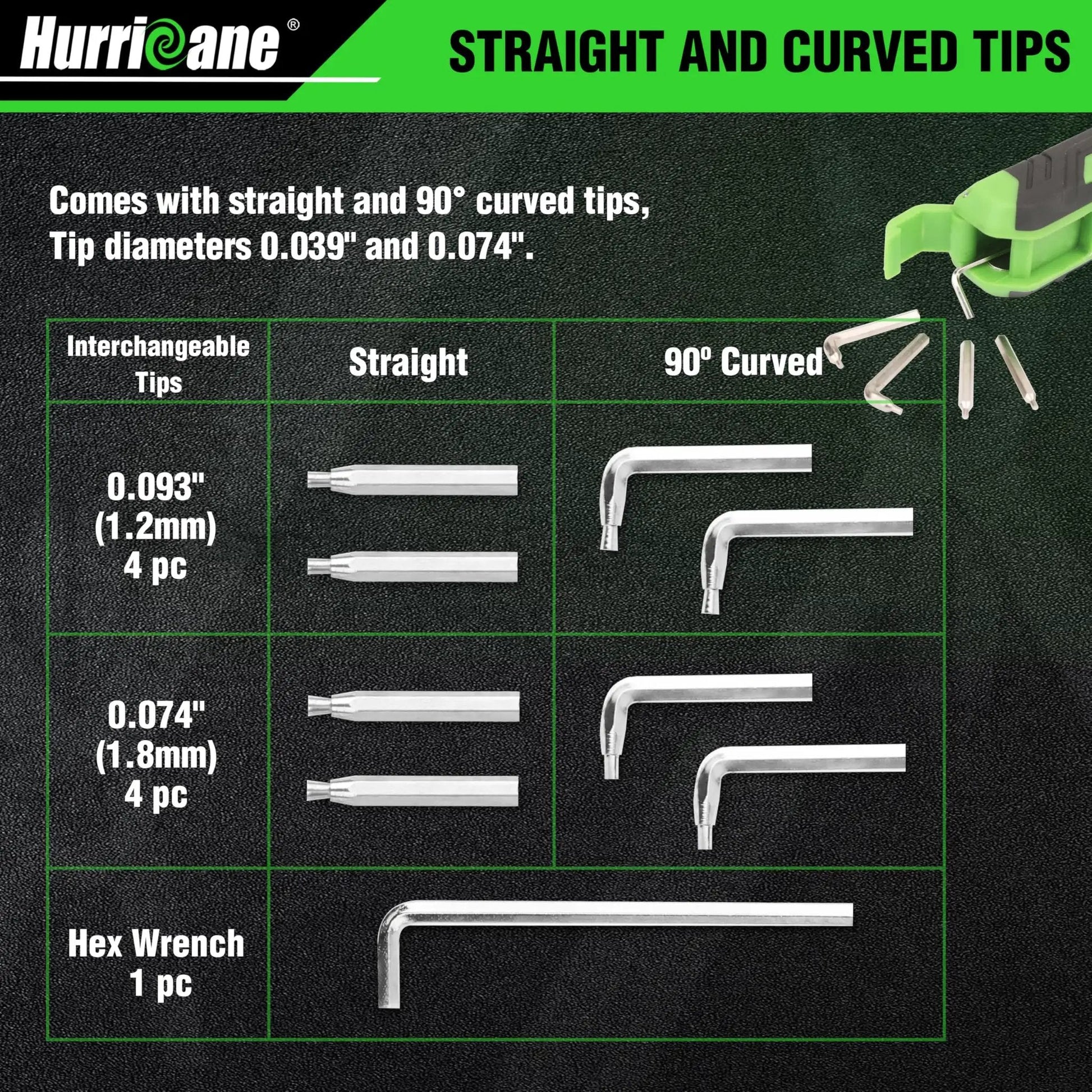 Pro Grade 8 Inch Quick Turn Snap Ring Pliers With Interchangeable Tips for internal and external rings, straight and 90 degree curved tips.