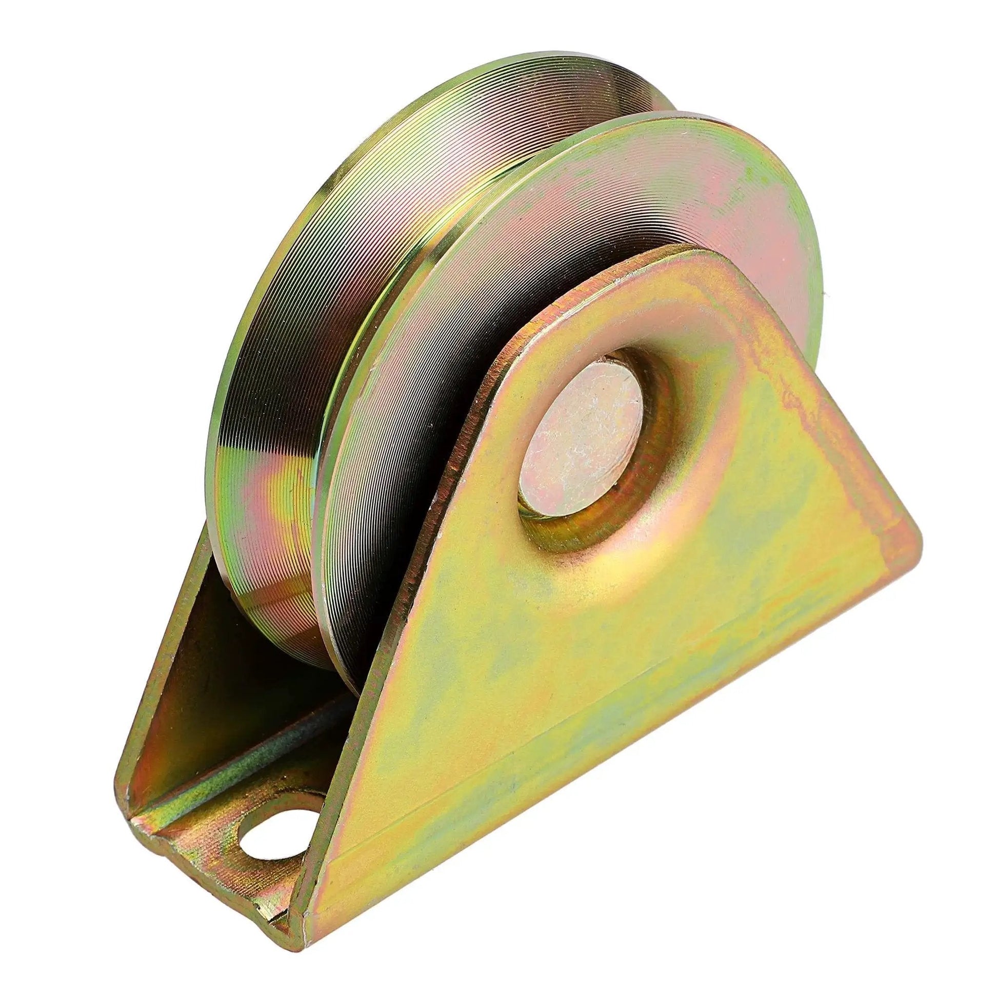 Beefed Up Heavy Duty 3 Inch Sliding Gate Wheels With V Groove Caster And Bracket For V Track Rails front view