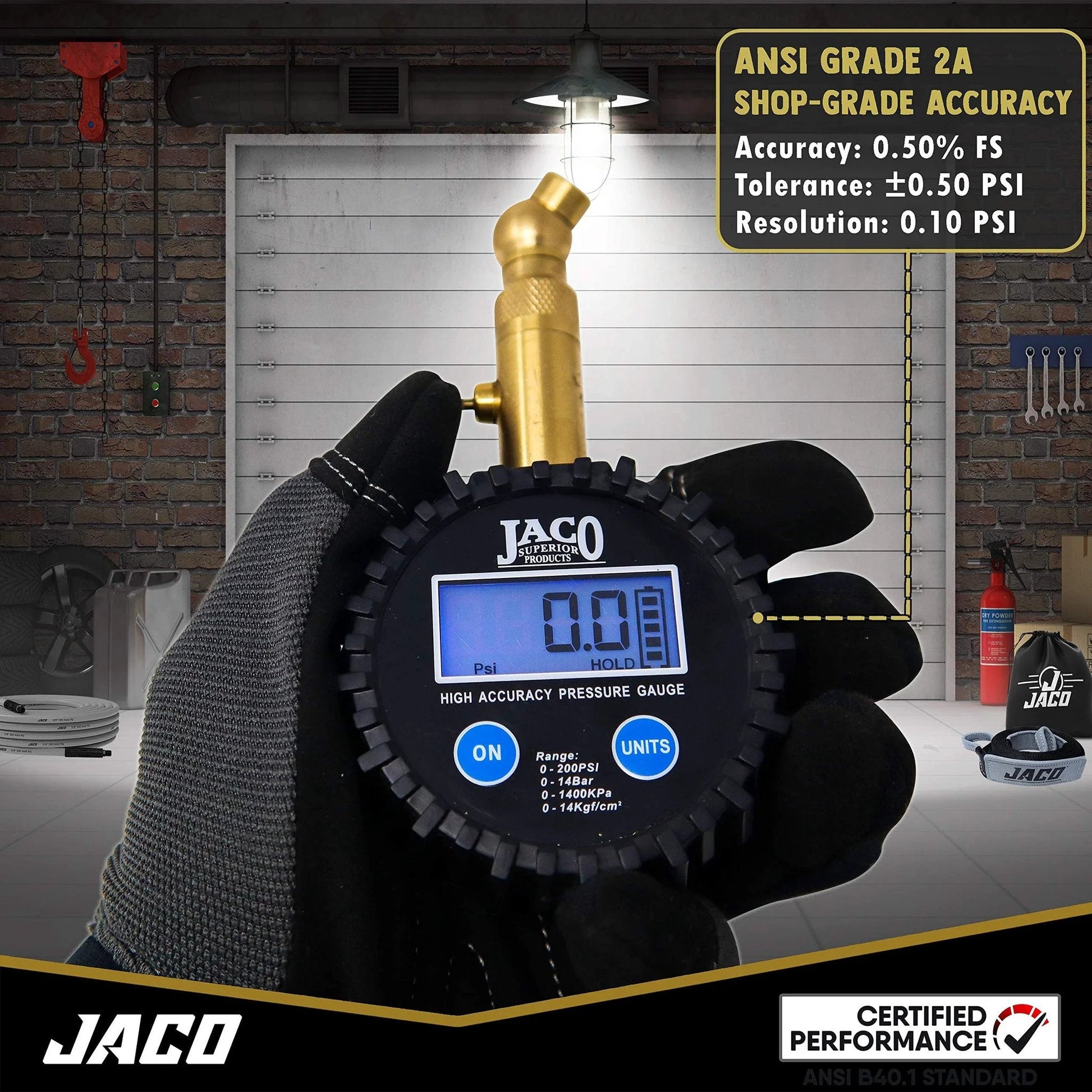 Elite Digital Tire Pressure Gauge For Pro Car Maintenance With 100 PSI Range ANSI 2A Certified To 0.50 Percent Full Scale 0.10 PSI Readout Rugged And Reliable For Quick Precise Tire Checks On The Go